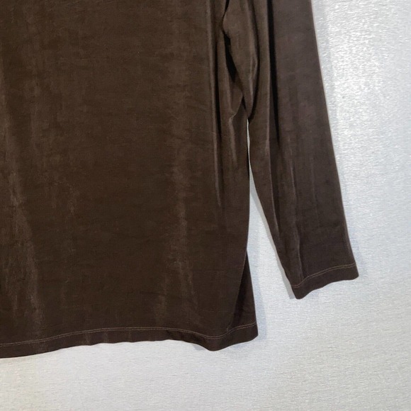 Chicos Cardigan Womens 2 Brown Rhinestones Long Sleeve Boat Neck Casual Sweater - Picture 10 of 13